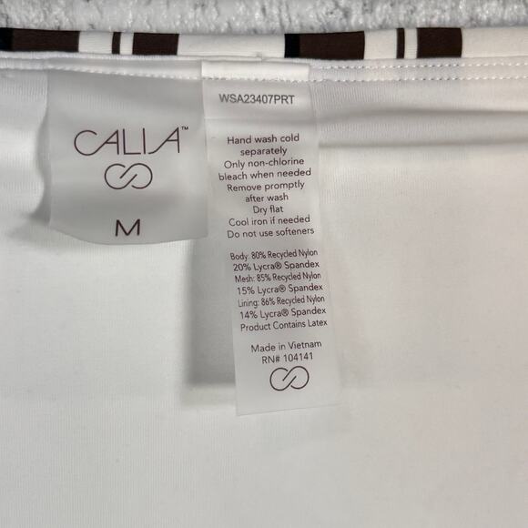 CALIA Women's High Rise Shirred V Front Swim Bottoms, stripped Medium - Picture 6 of 6